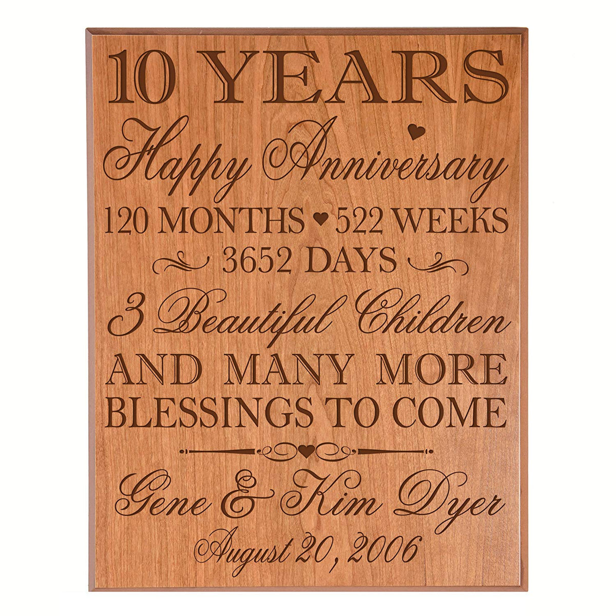 Personalized 10th Anniversary Wall Plaque - Happy Anniversary - LifeSong Milestones
