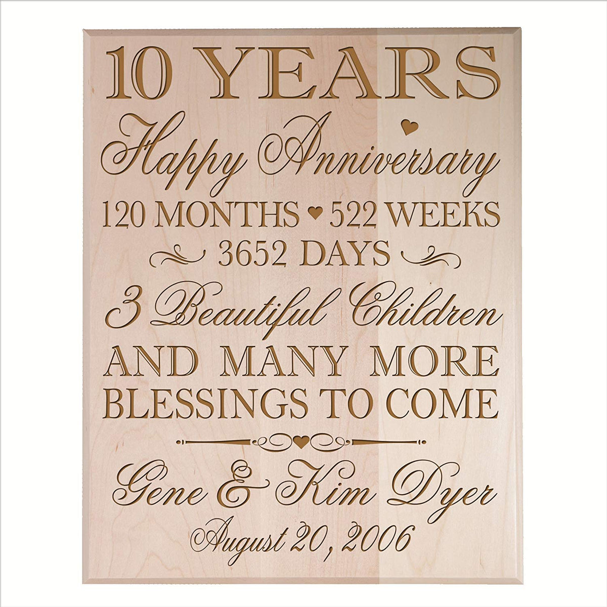 Personalized 10th Anniversary Wall Plaque - Happy Anniversary - LifeSong Milestones