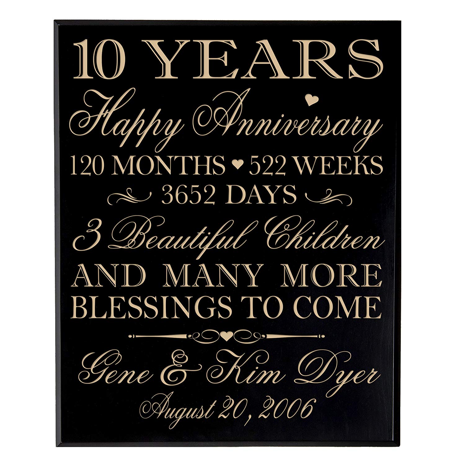Personalized 10th Anniversary Wall Plaque - Happy Anniversary - LifeSong Milestones
