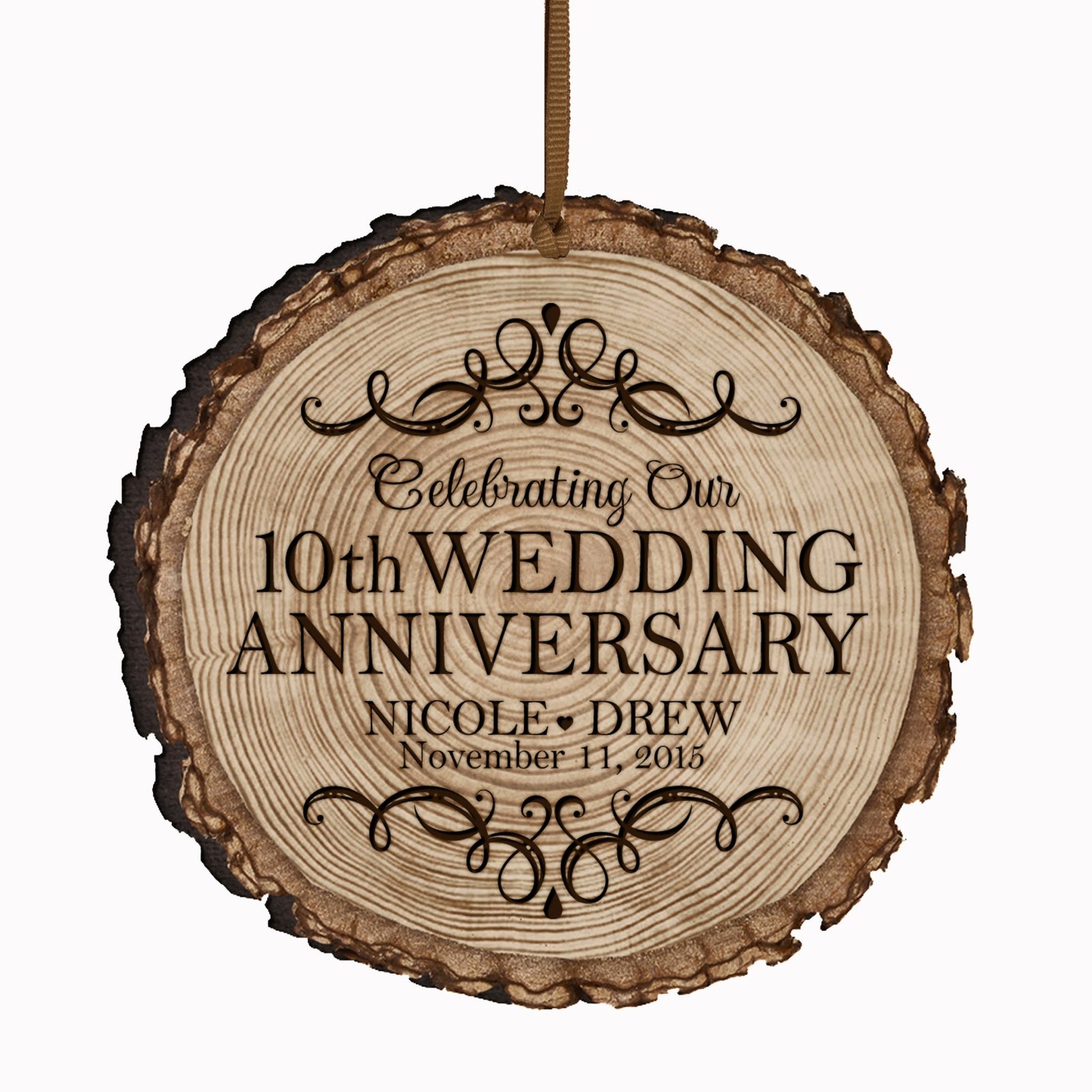 Personalized 10th Wedding Anniversary Engraved Ornament - LifeSong Milestones