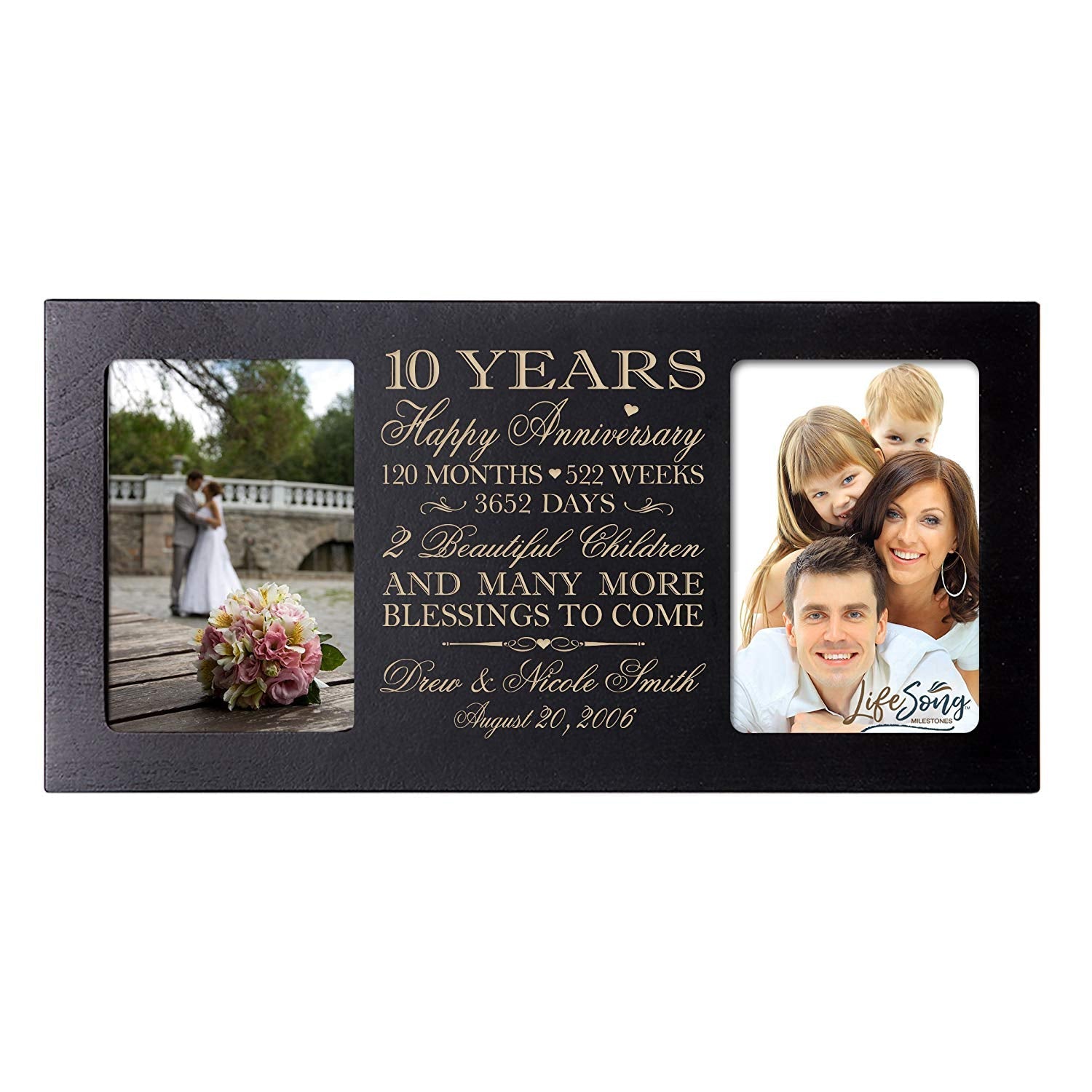 Personalized 10th Year Anniversary Double Photo Frame - LifeSong Milestones