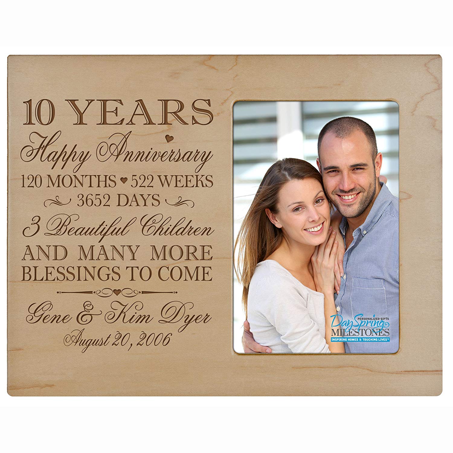 Lifesong Milestones Personalized Unique 10th Wedding Anniversary Picture Frame for Couples