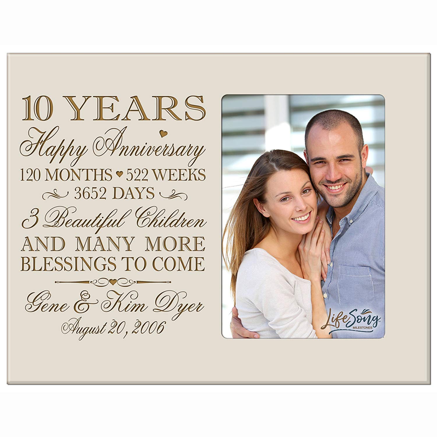 Lifesong Milestones Personalized Unique 10th Wedding Anniversary Picture Frame for Couples