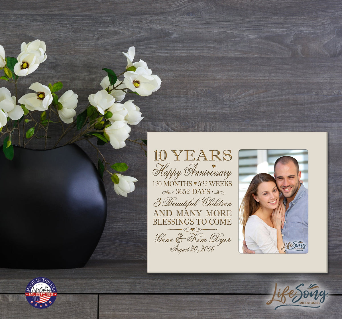 Lifesong Milestones Personalized Unique 10th Wedding Anniversary Picture Frame for Couples