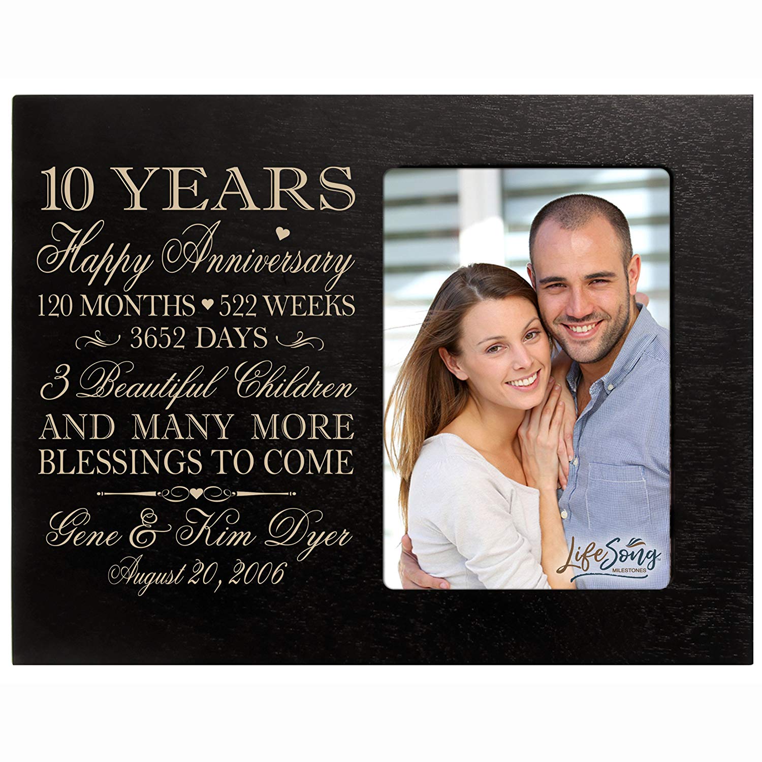 Lifesong Milestones Personalized Unique 10th Wedding Anniversary Picture Frame for Couples
