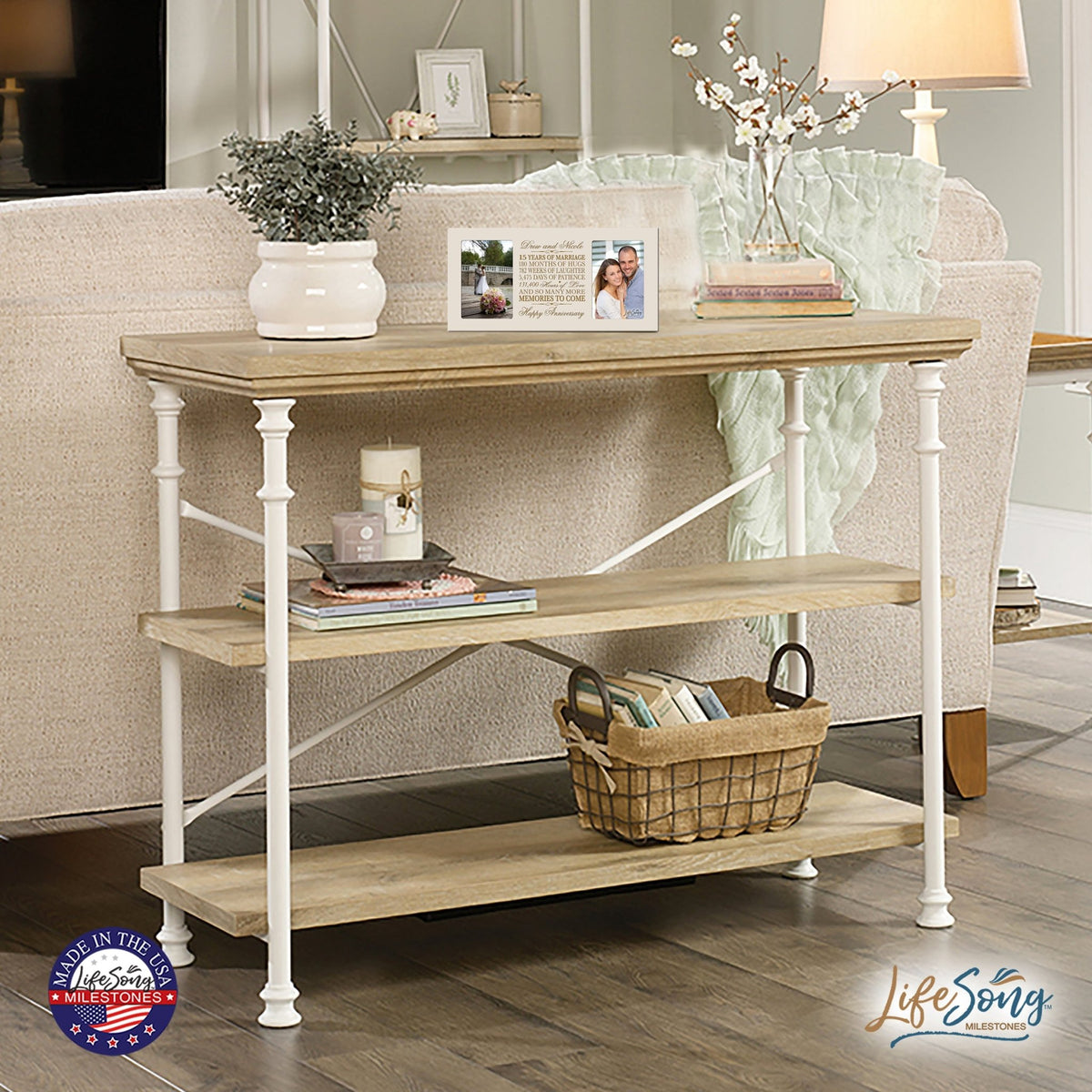 Personalized 15th Anniversary Double Photo Frame - Happy Anniversary - LifeSong Milestones