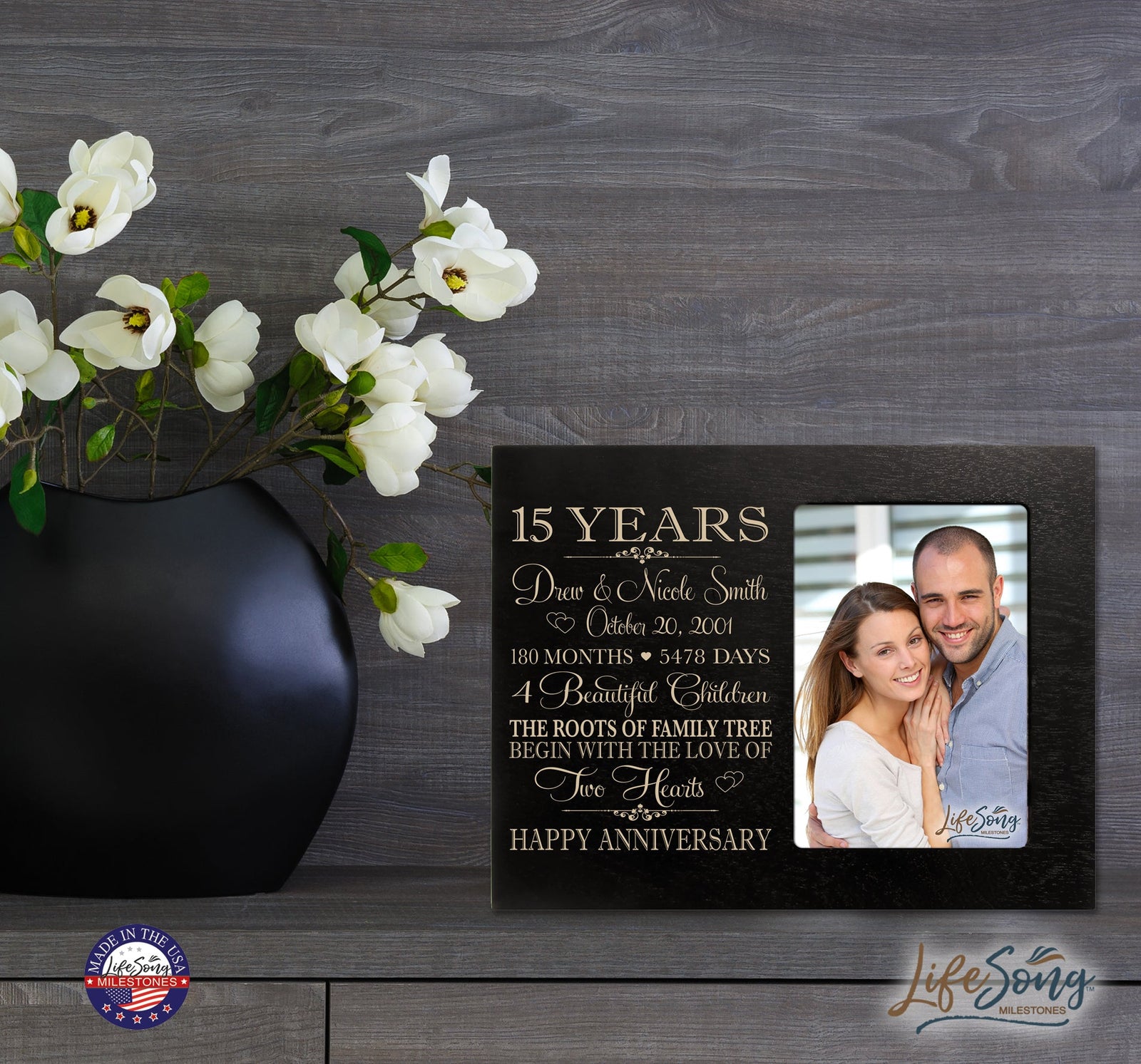 Lifesong Milestones Personalized Unique 15th Wedding Anniversary Picture Frame for Couples