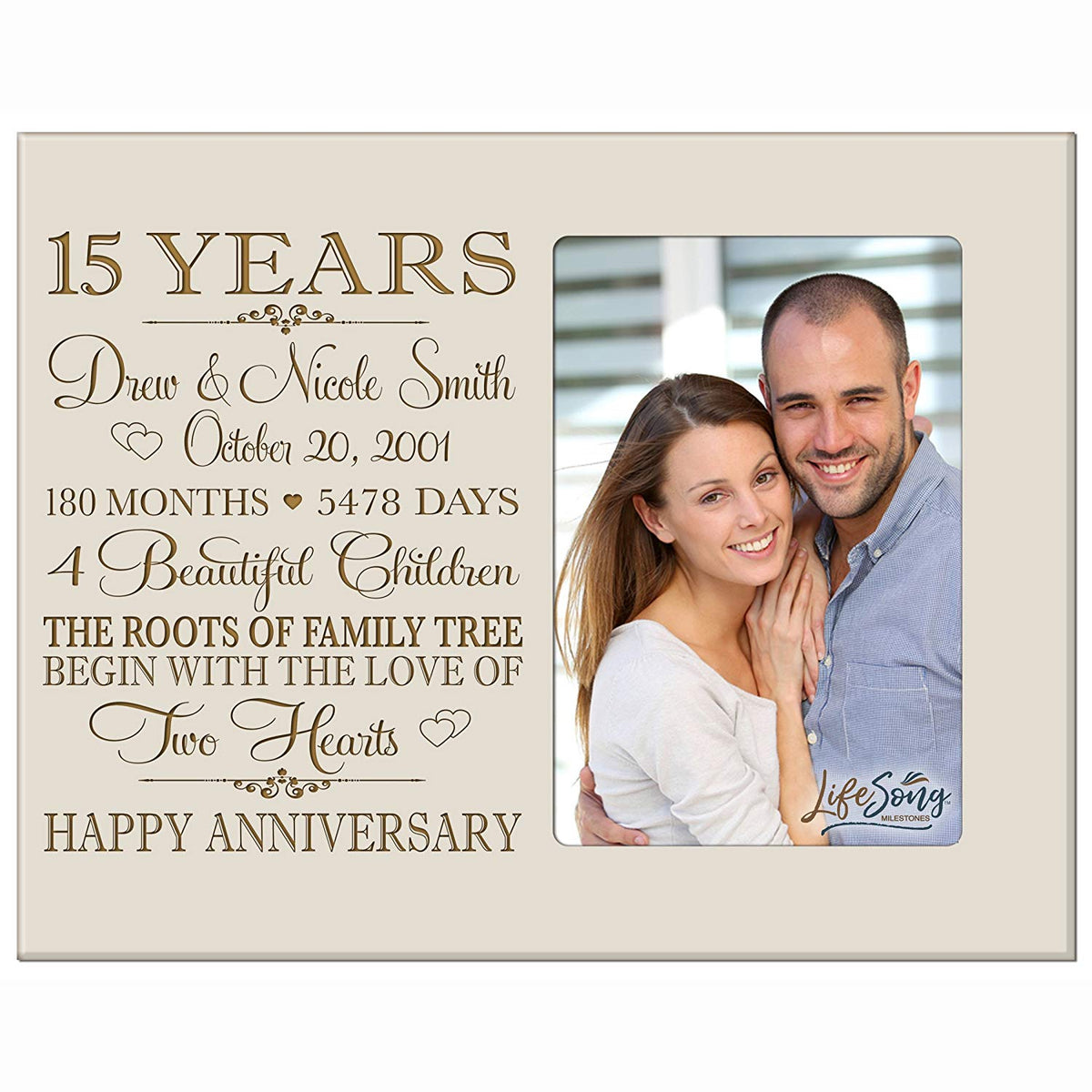 Lifesong Milestones Personalized Unique 15th Wedding Anniversary Picture Frame for Couples