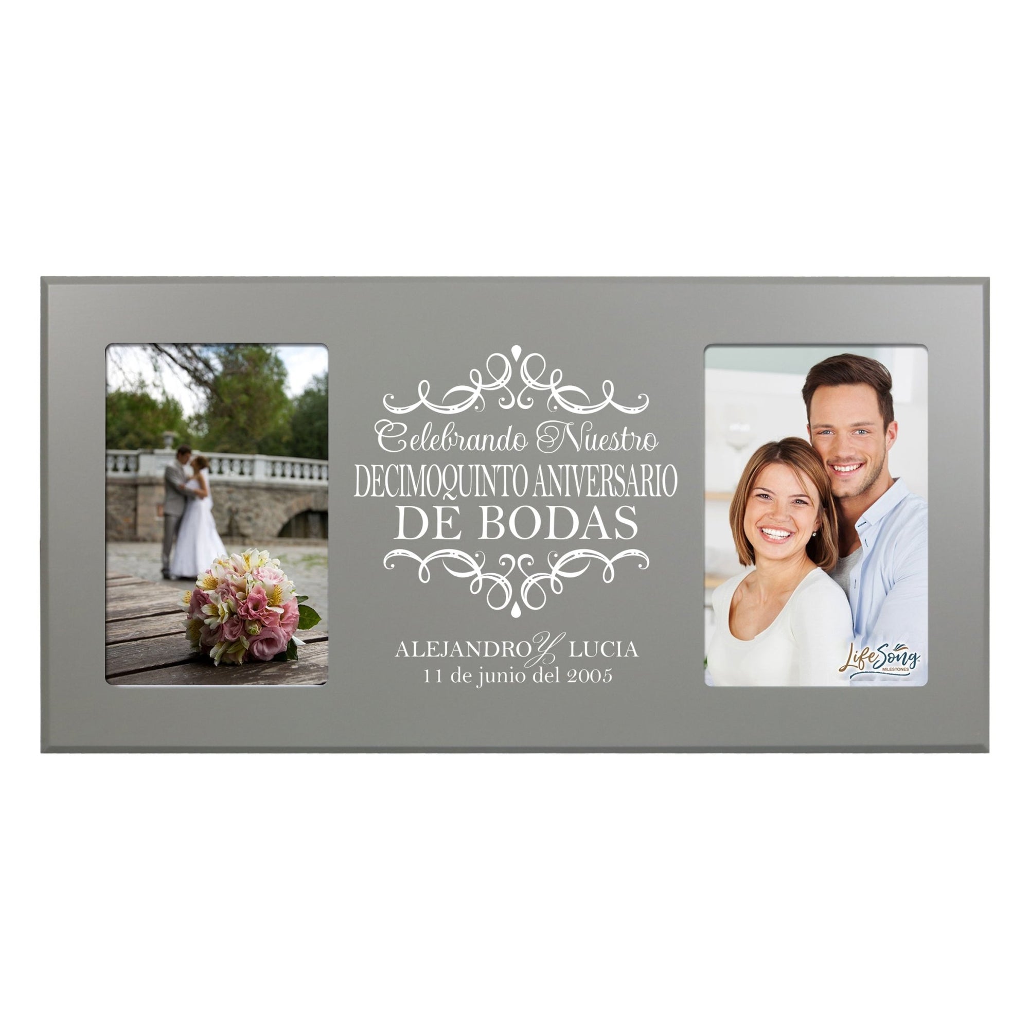 Unique Spanish Picture Frame 15th Wedding Anniversary Home Decor – Personalized Gift for Couples