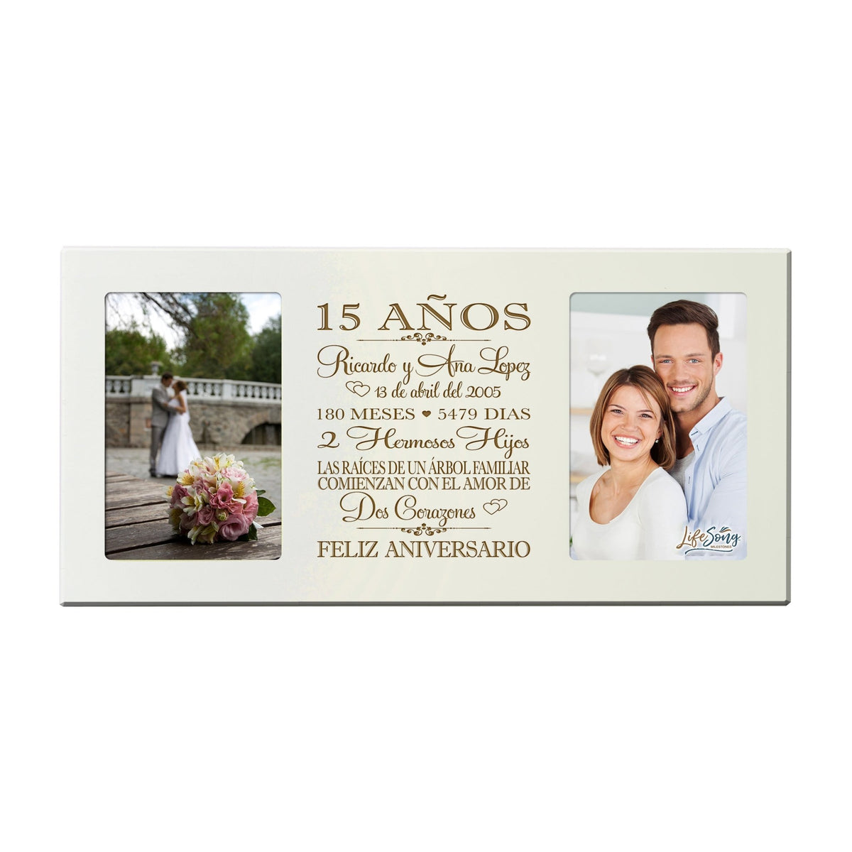 Lifesong Milestones Personalized Couples 15th Wedding Anniversary Spanish Picture Frame