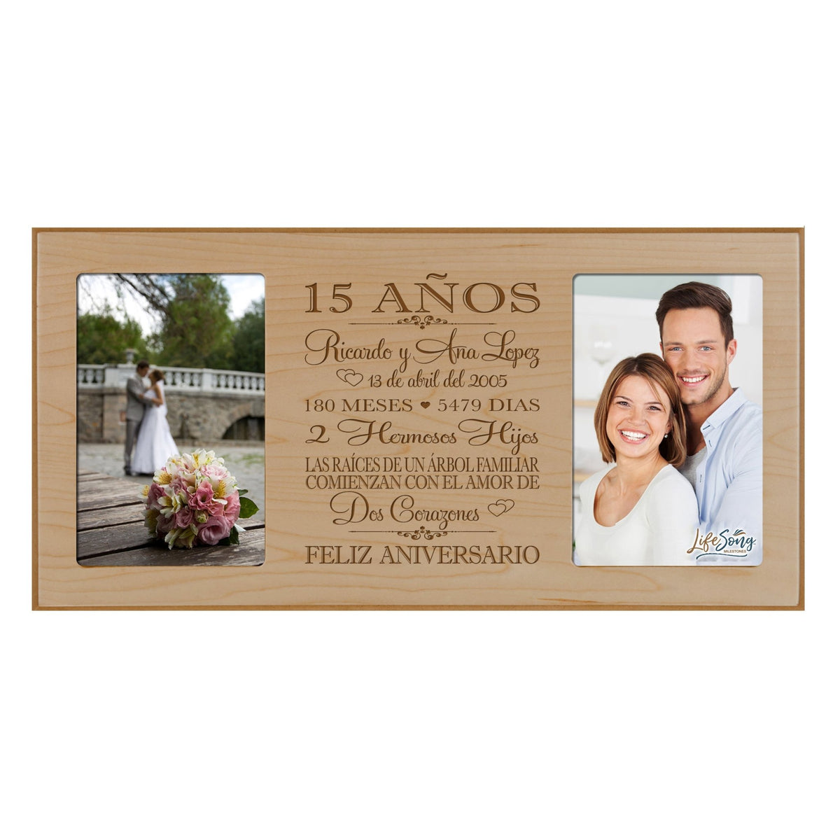 Lifesong Milestones Personalized Couples 15th Wedding Anniversary Spanish Picture Frame