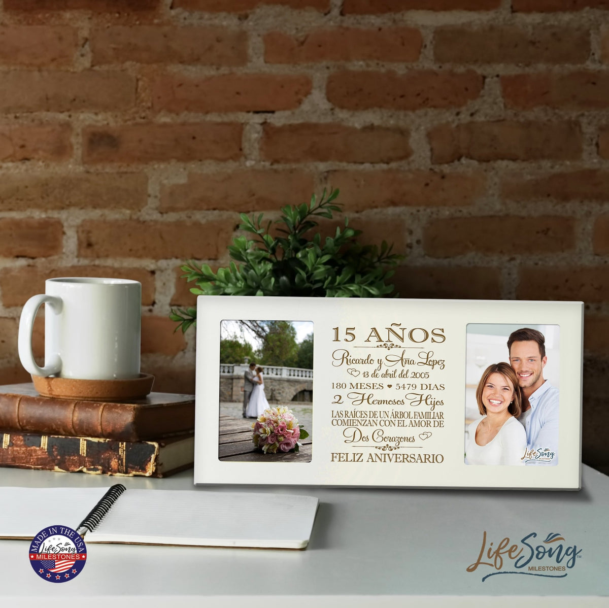 Lifesong Milestones Personalized Couples 15th Wedding Anniversary Spanish Picture Frame