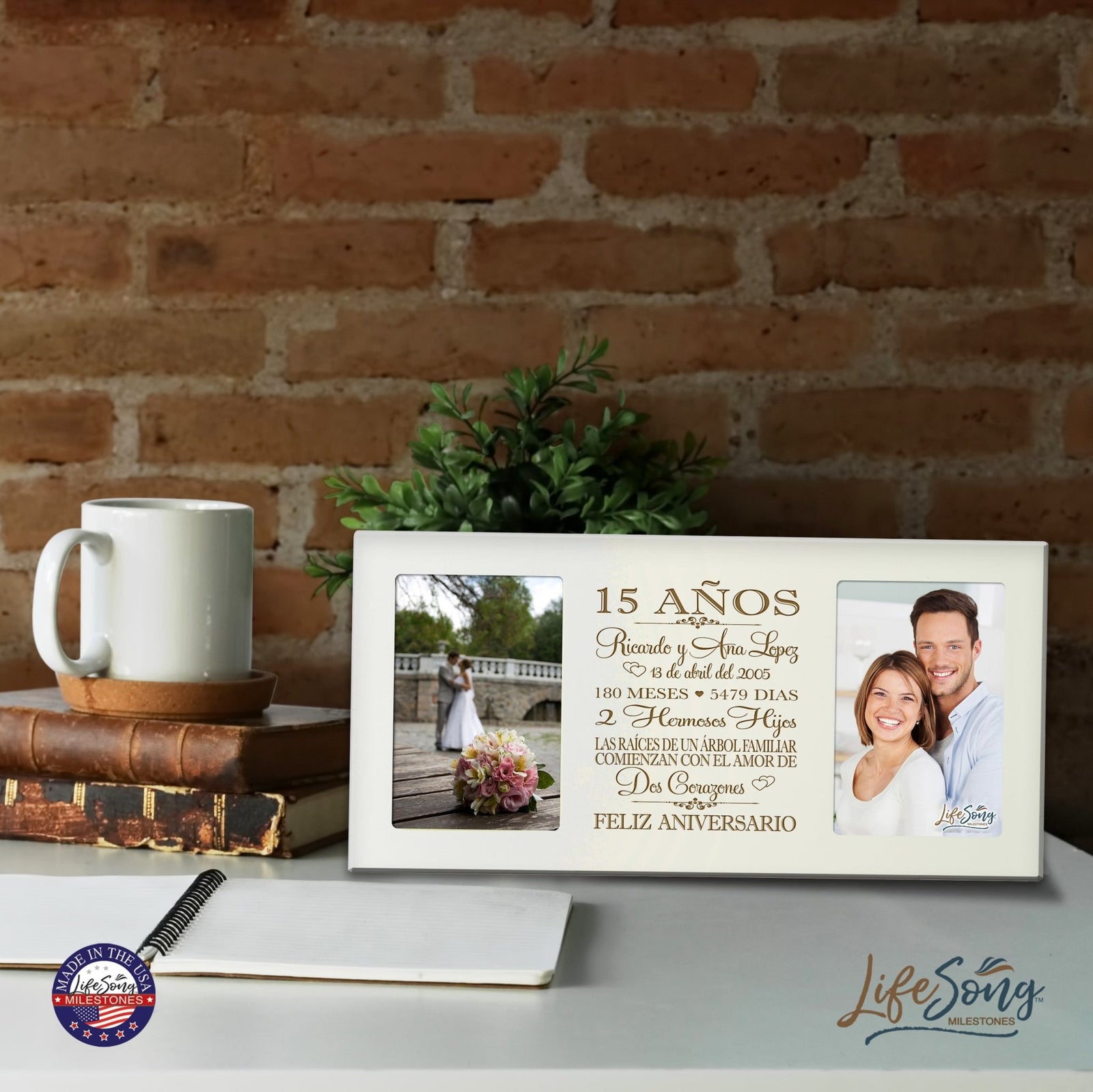Lifesong Milestones Personalized Couples 15th Wedding Anniversary Spanish Picture Frame