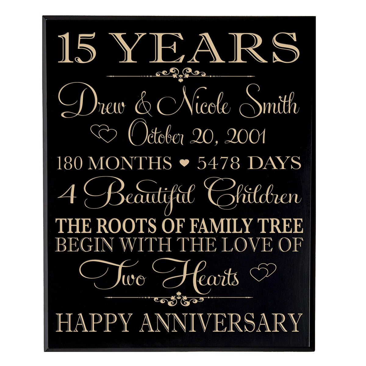 Personalized 15th Anniversary Wall Plaque - Family Tree - LifeSong Milestones