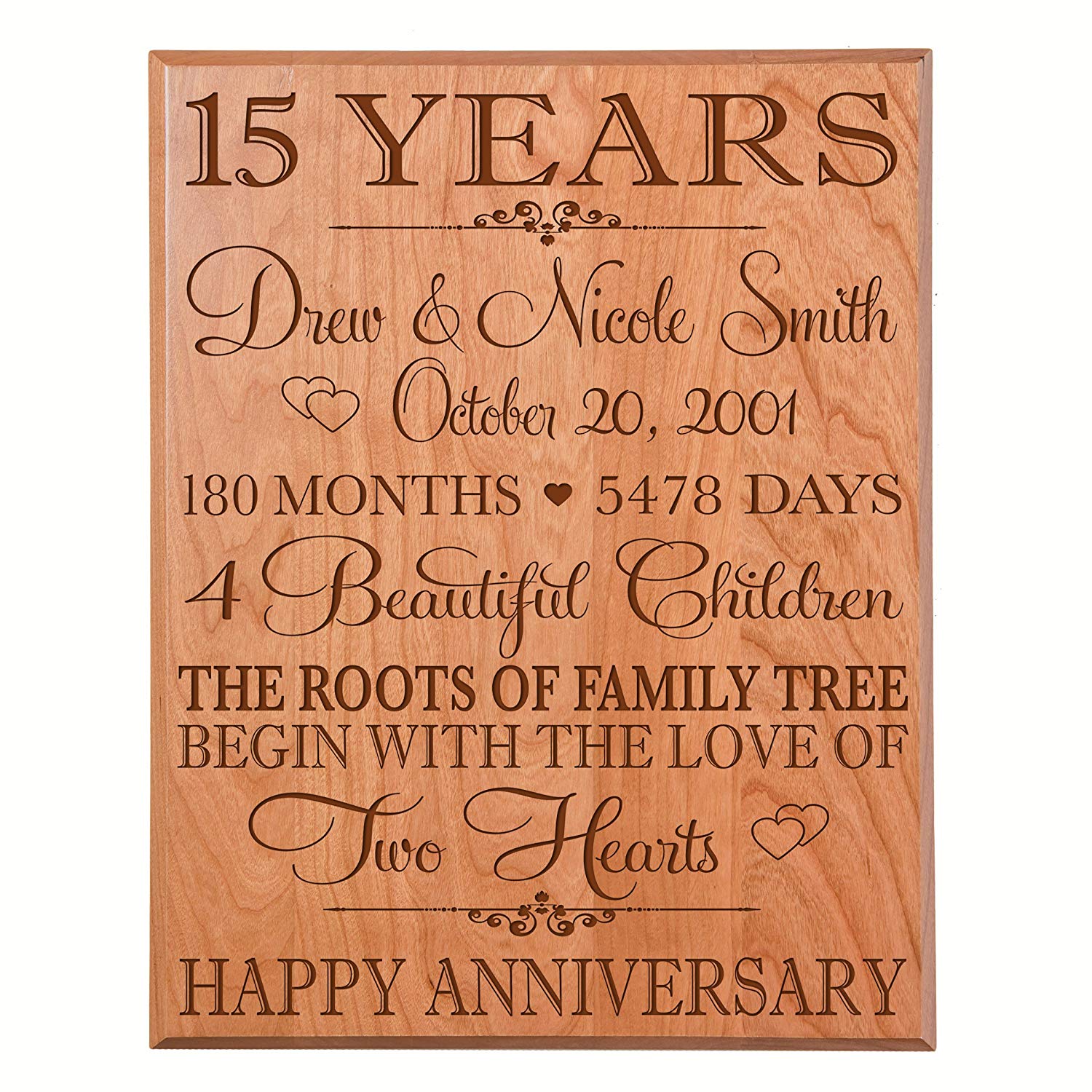 Personalized 15th Anniversary Wall Plaque - Family Tree - LifeSong Milestones
