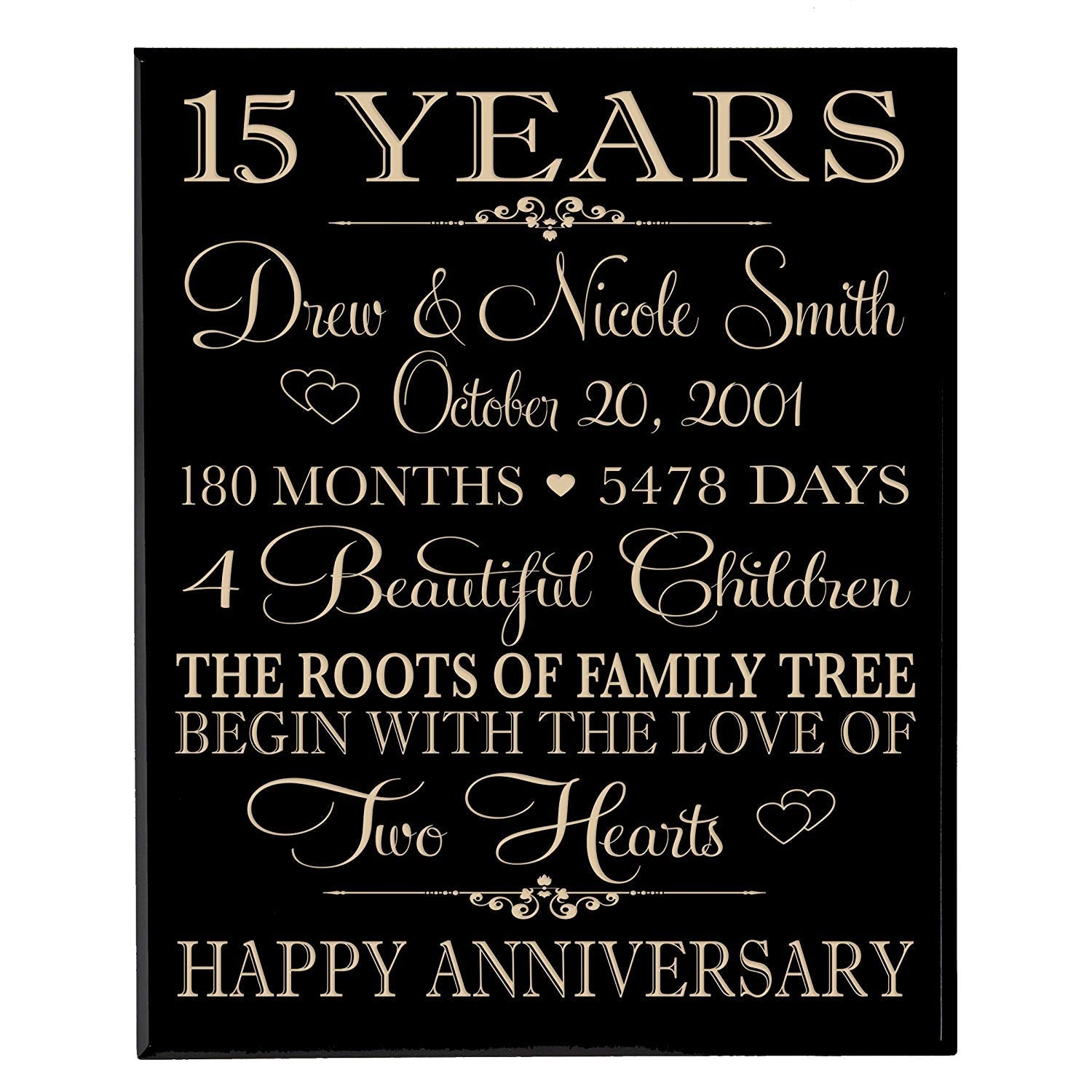 Personalized 15th Anniversary Wall Plaque - Family Tree - LifeSong Milestones