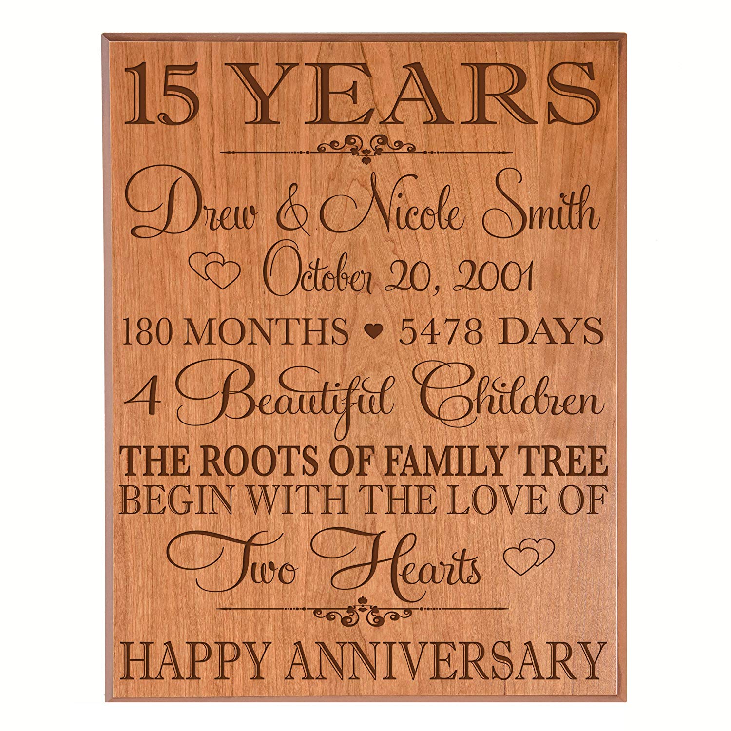 Personalized 15th Anniversary Wall Plaque - Family Tree - LifeSong Milestones