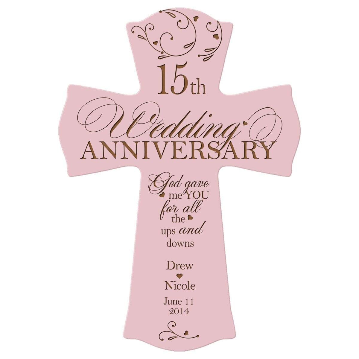 Personalized 15th Wedding Anniversary Wall Cross - God Gave Me You - LifeSong Milestones