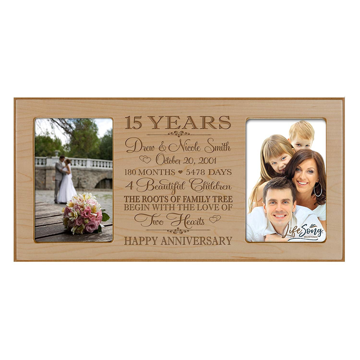 Lifesong Milestones Personalized Picture Frame for Couples 15th Wedding Anniversary Decorations