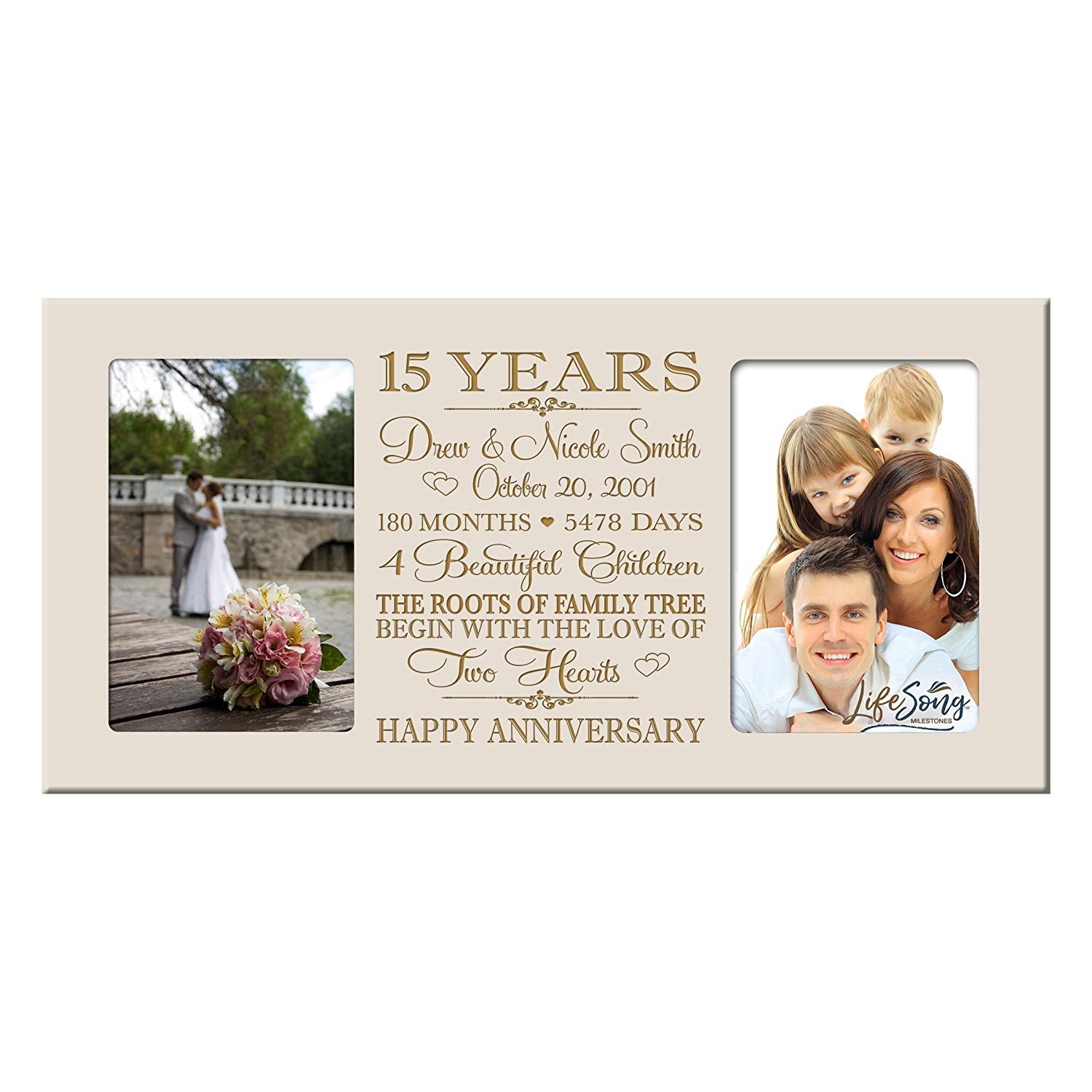 Lifesong Milestones Personalized Picture Frame for Couples 15th Wedding Anniversary Decorations