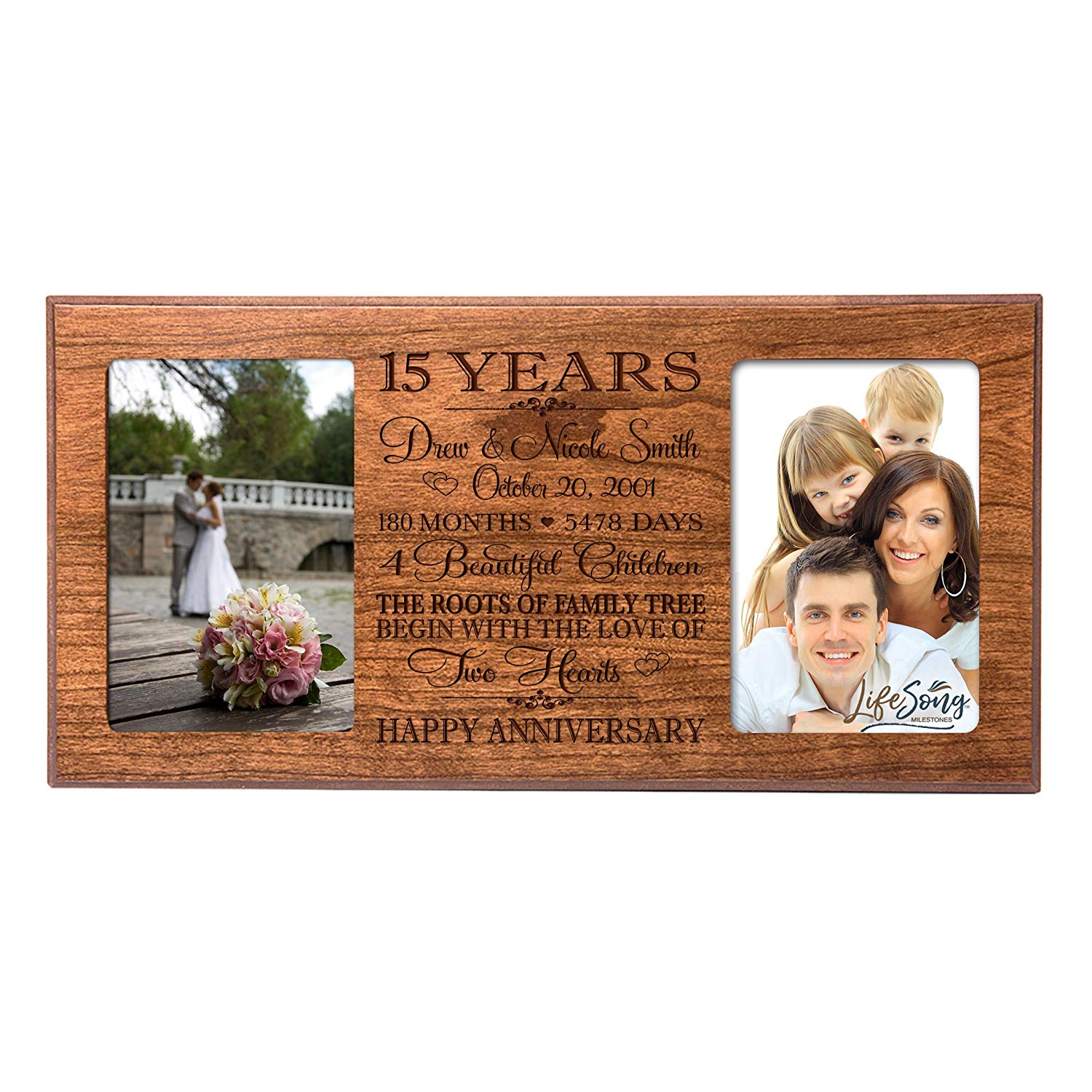 Lifesong Milestones Personalized Picture Frame for Couples 15th Wedding Anniversary Decorations