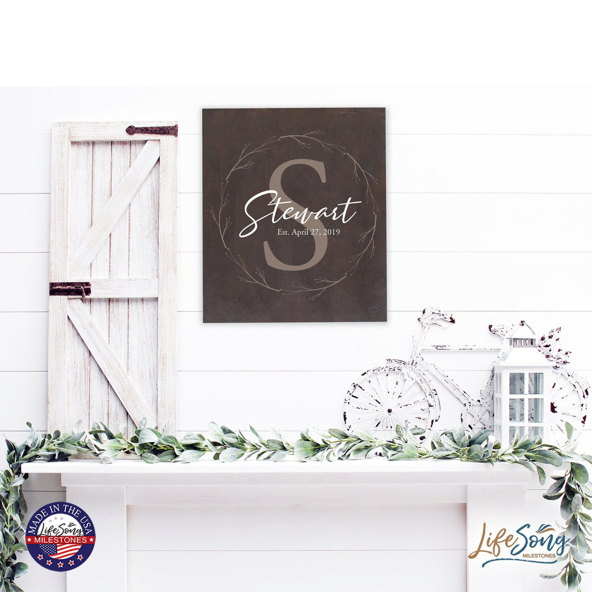 Personalized 18x21 Modern Family Established Wooden Pallet Wall Art Home Decoration - Stewart (S) - LifeSong Milestones