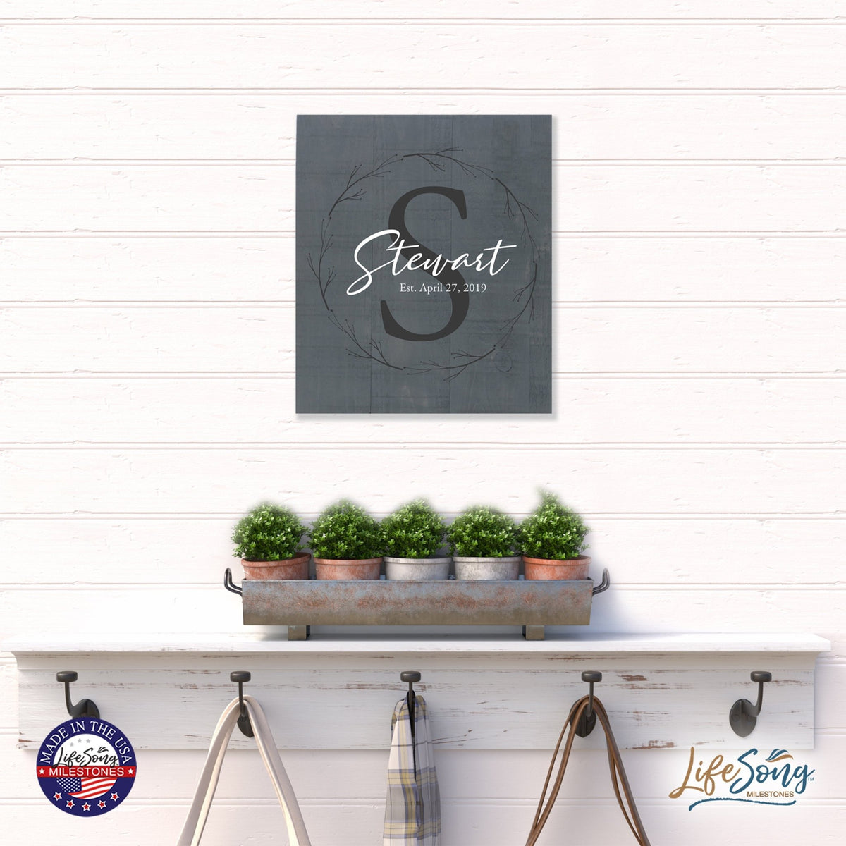 Personalized 18x21 Modern Family Established Wooden Pallet Wall Art Home Decoration - Stewart (S) - LifeSong Milestones