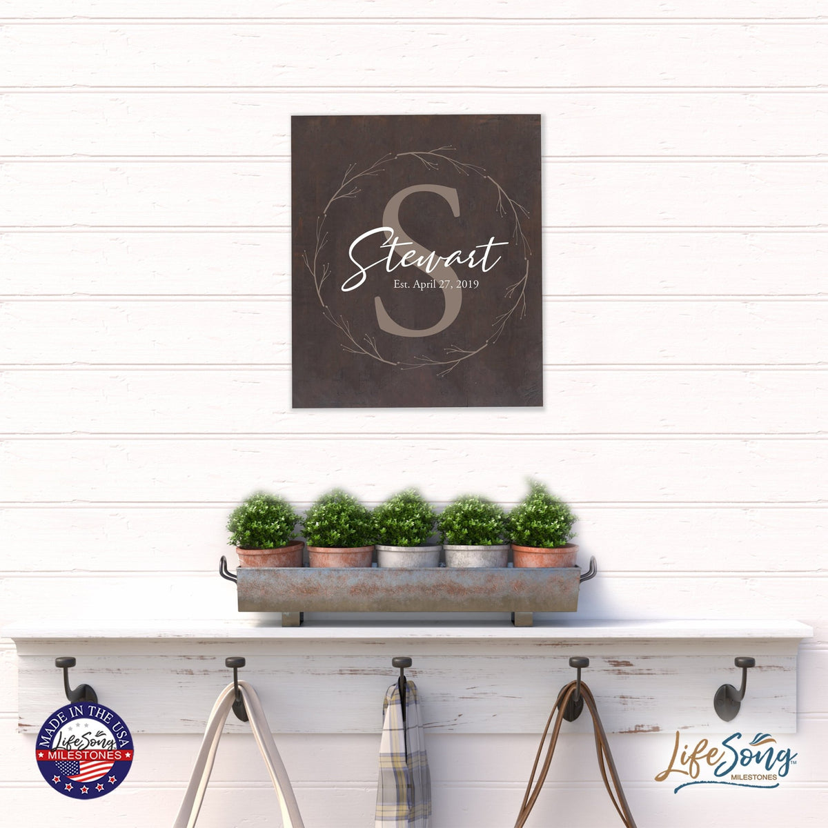 Personalized 18x21 Modern Family Established Wooden Pallet Wall Art Home Decoration - Stewart (S) - LifeSong Milestones