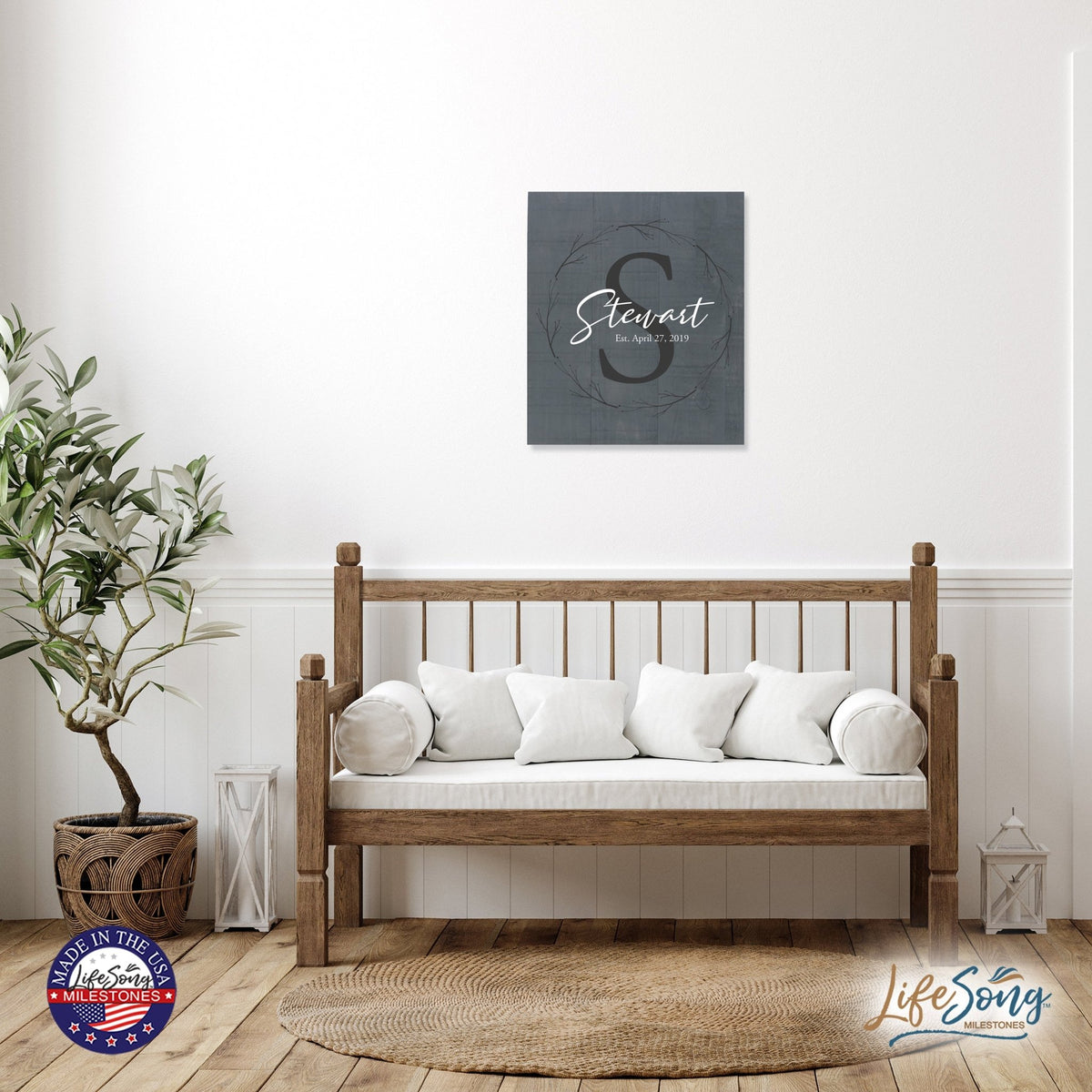 Personalized 18x21 Modern Family Established Wooden Pallet Wall Art Home Decoration - Stewart (S) - LifeSong Milestones