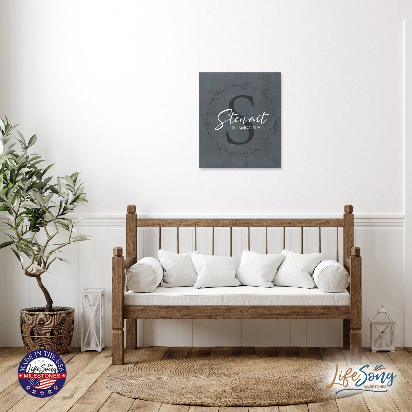 Personalized 18x21 Modern Family Established Wooden Pallet Wall Art Home Decoration - Stewart (S) - LifeSong Milestones