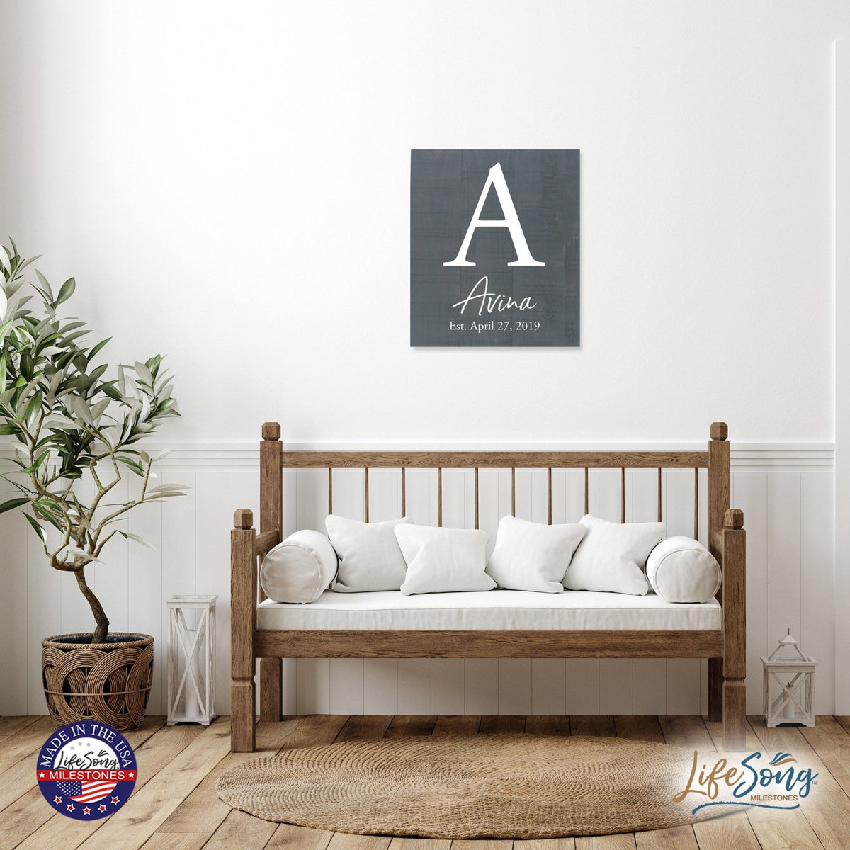 Personalized 18x21 Modern Family Established Wooden Pallet Wall Art Home Decoration - The Avina - LifeSong Milestones