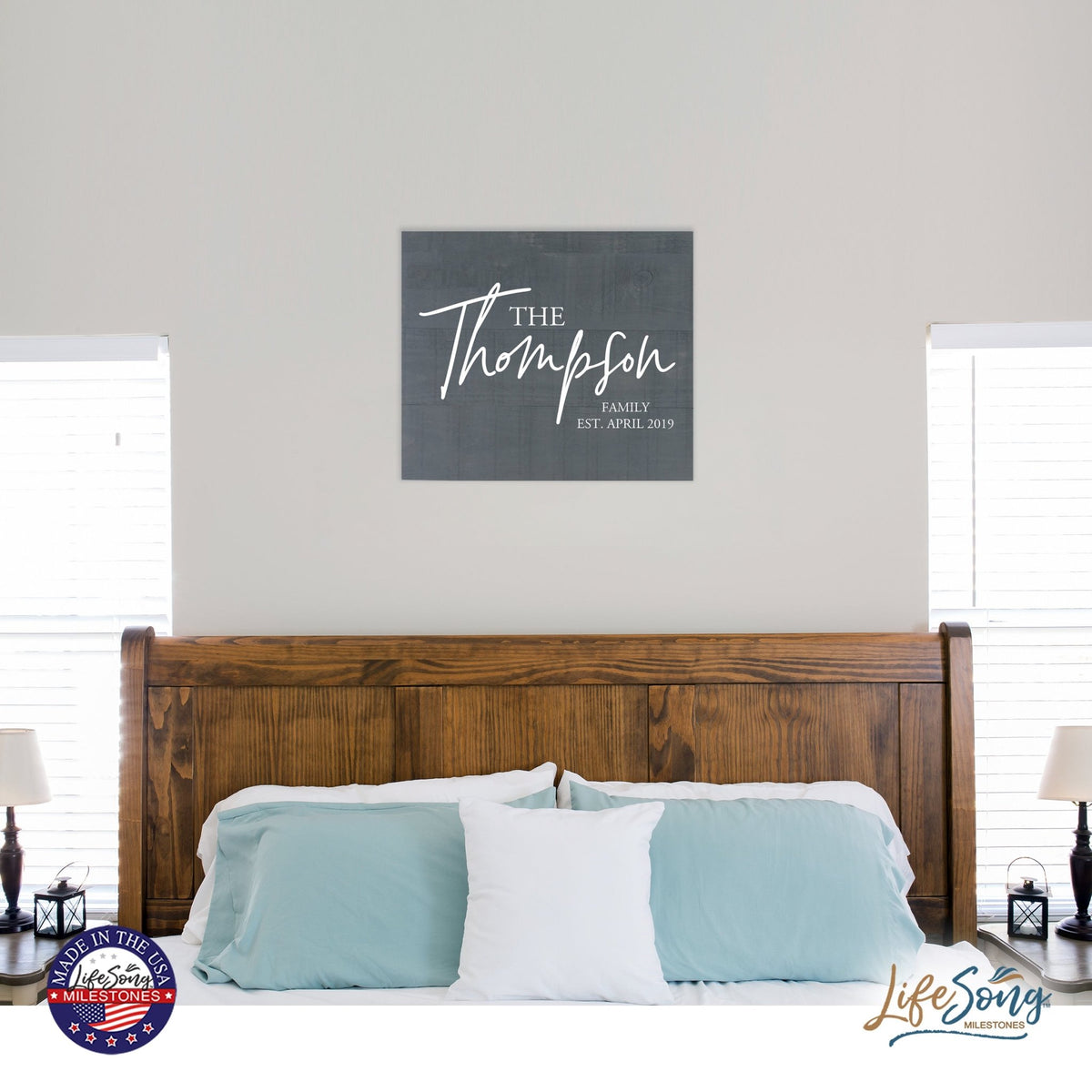 Personalized 18x21 Modern Family Established Wooden Pallet Wall Art Home Decoration - The Thompson - LifeSong Milestones