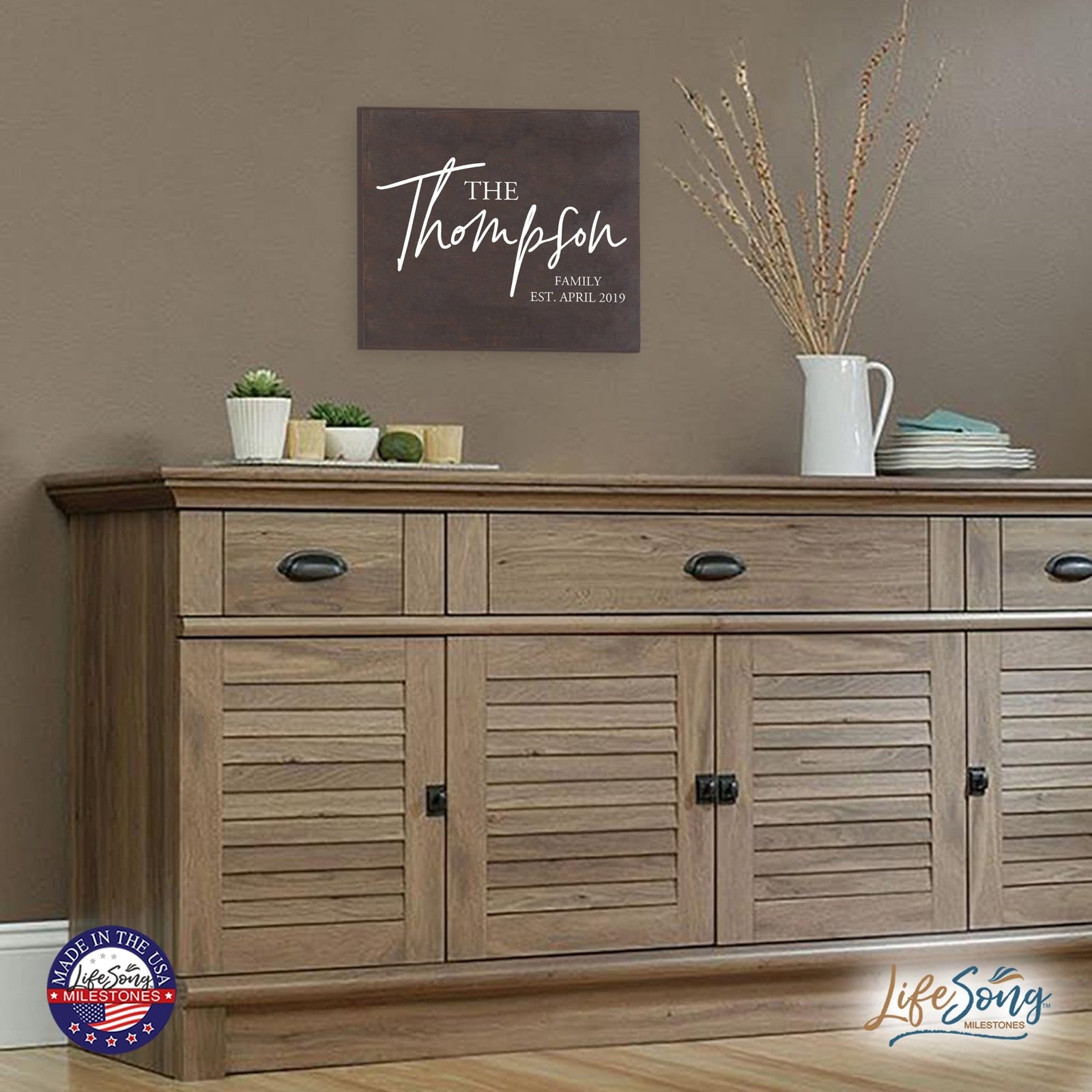 Personalized 18x21 Modern Family Established Wooden Pallet Wall Art Home Decoration - The Thompson - LifeSong Milestones