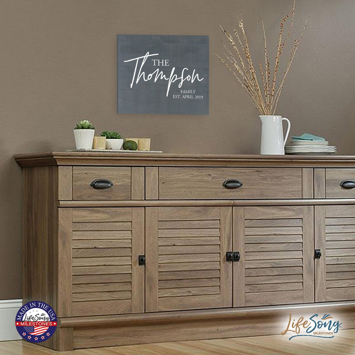 Personalized 18x21 Modern Family Established Wooden Pallet Wall Art Home Decoration - The Thompson - LifeSong Milestones