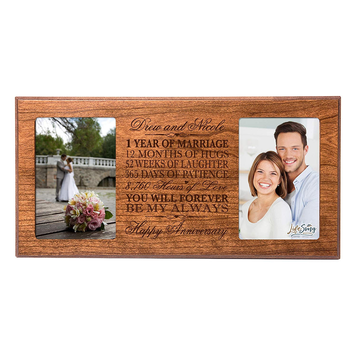 Personalized 1st Anniversary Double Photo Frame - Happy Anniversary - LifeSong Milestones