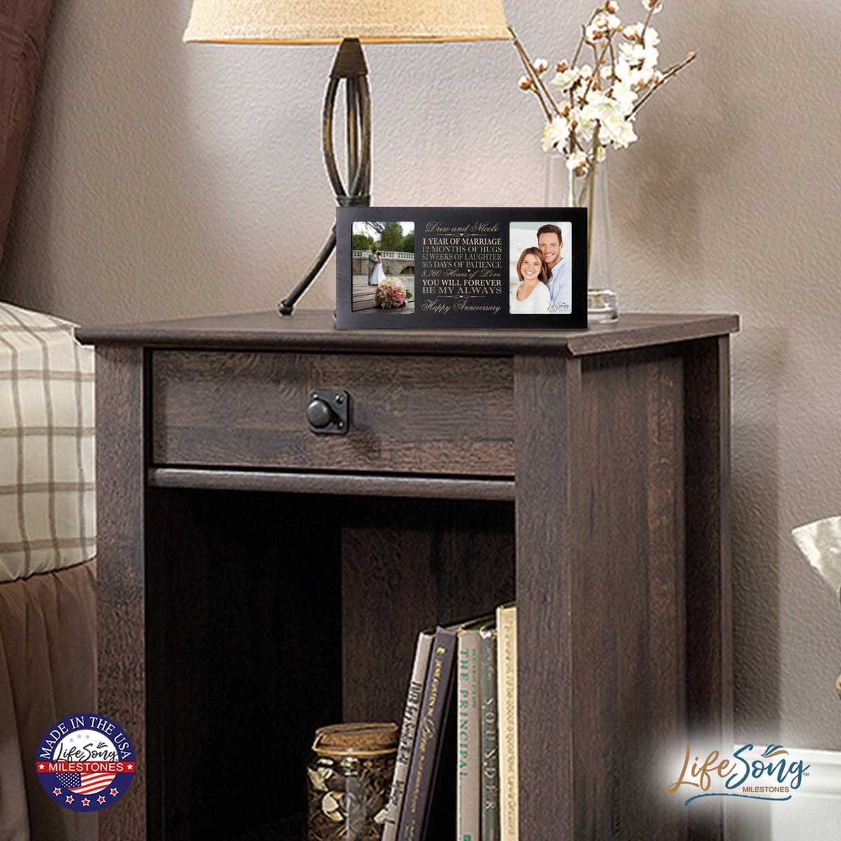 Personalized 1st Anniversary Double Photo Frame - Happy Anniversary - LifeSong Milestones