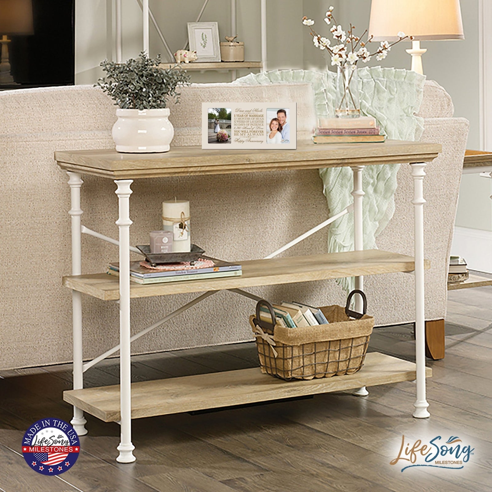 Personalized 1st Anniversary Double Photo Frame - Happy Anniversary - LifeSong Milestones