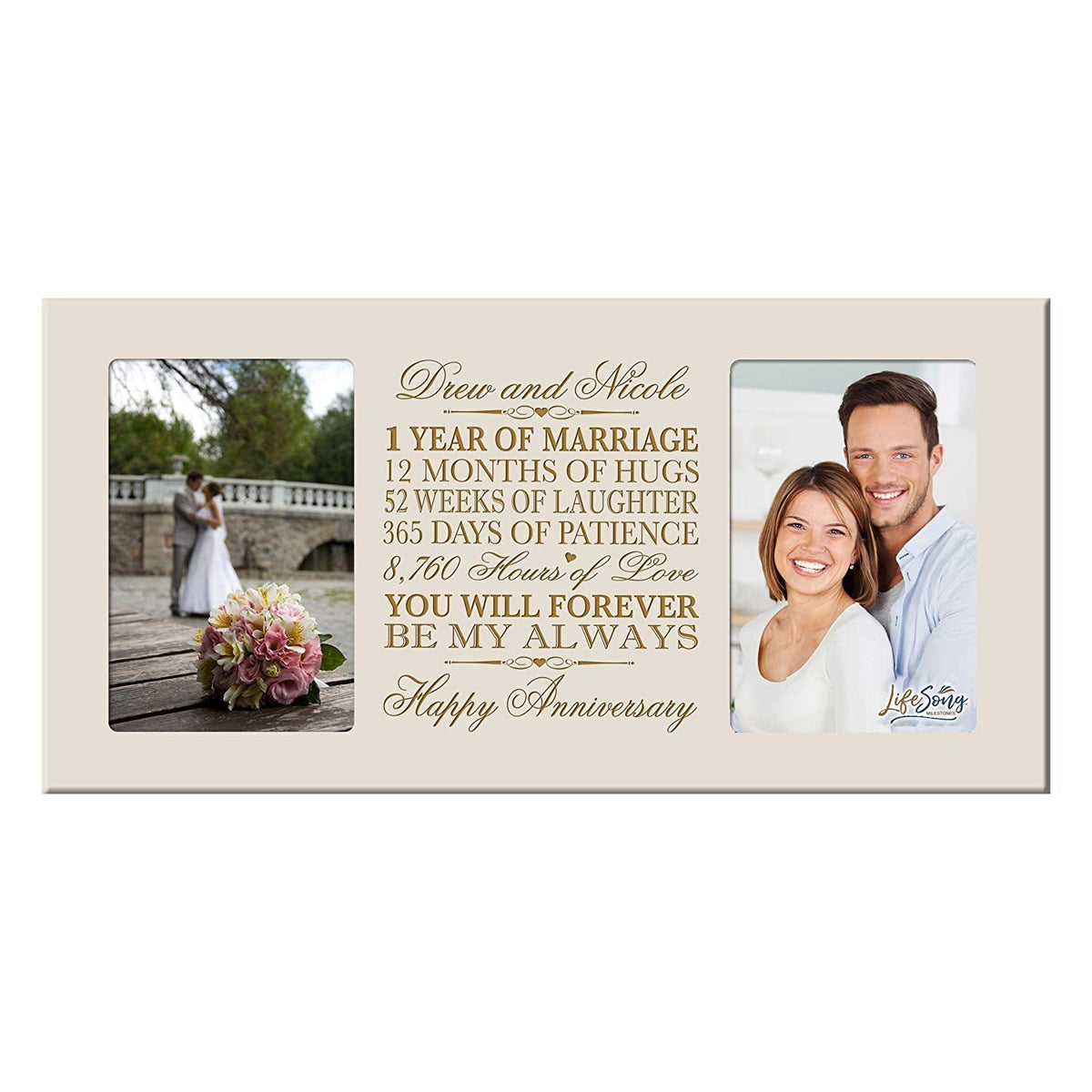 Personalized 1st Anniversary Double Photo Frame - Happy Anniversary - LifeSong Milestones