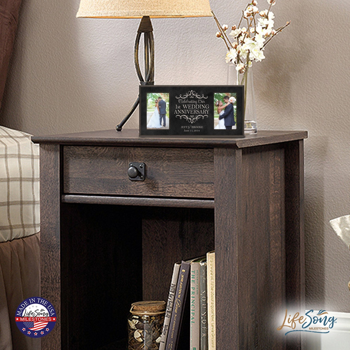 Lifesong Milestones Personalized 1st Wedding Anniversary Double Photo Frame Gift Ideas for Couples