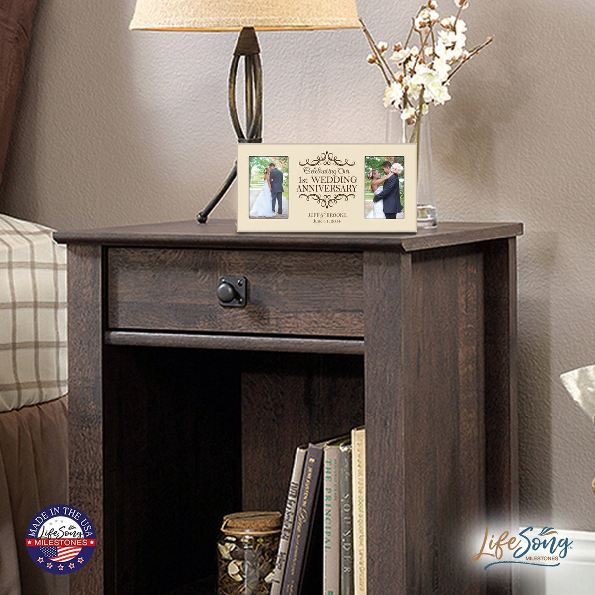 Lifesong Milestones Personalized 1st Wedding Anniversary Double Photo Frame Gift Ideas for Couples