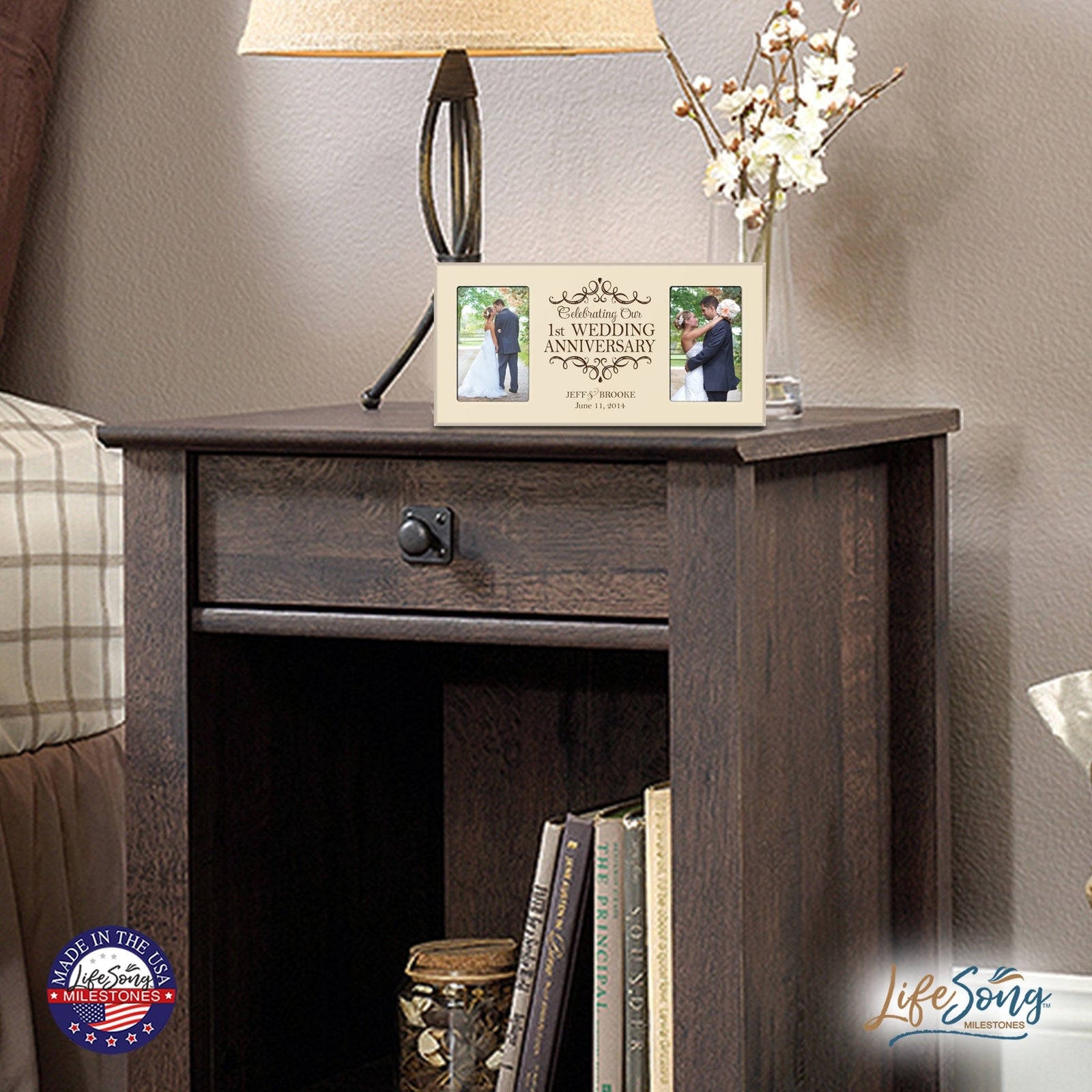 Lifesong Milestones Personalized 1st Wedding Anniversary Double Photo Frame Gift Ideas for Couples