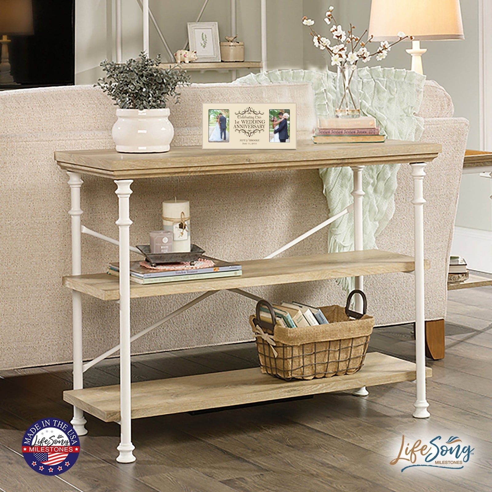 Lifesong Milestones Personalized 1st Wedding Anniversary Double Photo Frame Gift Ideas for Couples