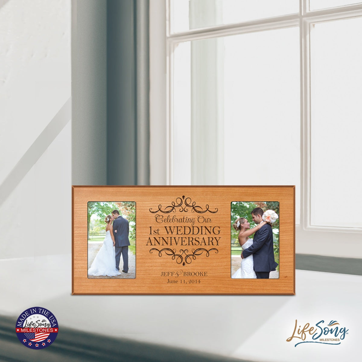 Lifesong Milestones Personalized 1st Wedding Anniversary Double Photo Frame Gift Ideas for Couples