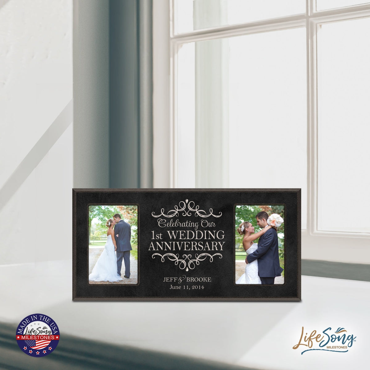 Lifesong Milestones Personalized 1st Wedding Anniversary Double Photo Frame Gift Ideas for Couples