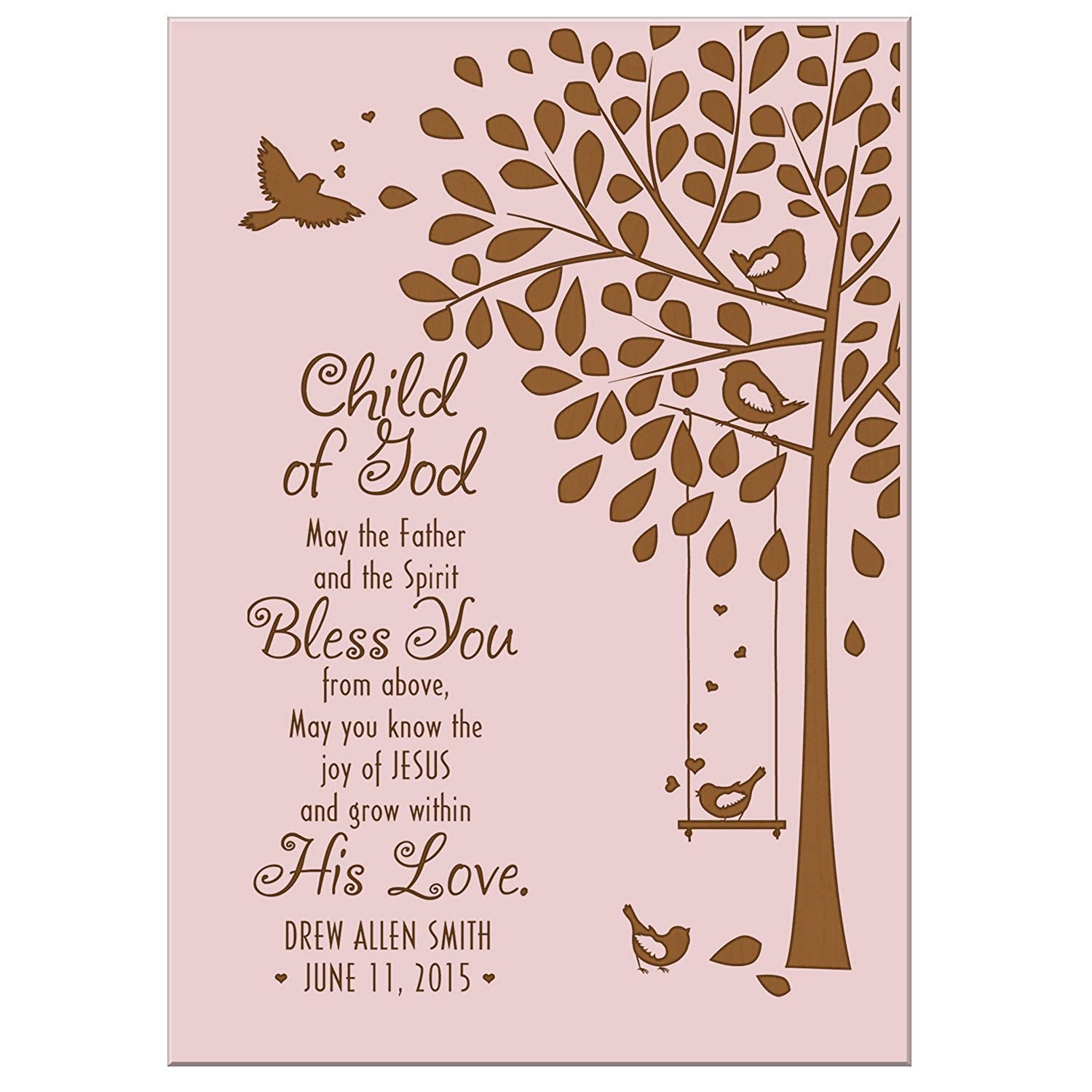 Lifesong Milestones Baptism Wooden Wall Plaque Home Decor Gift For Godchild