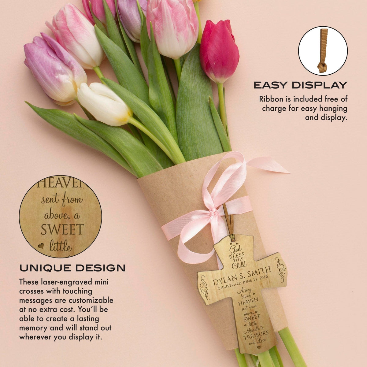 Personalized 1st Holy Communion Wall Cross - A Little Bit Of Heaven - LifeSong Milestones