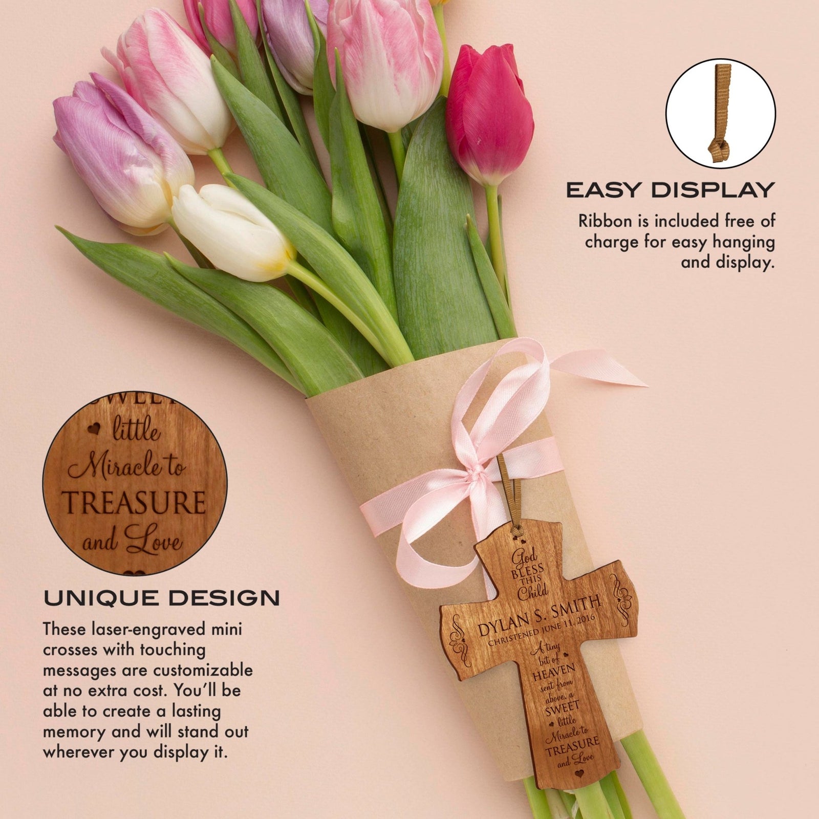 Personalized 1st Holy Communion Wall Cross - A Little Bit Of Heaven - LifeSong Milestones