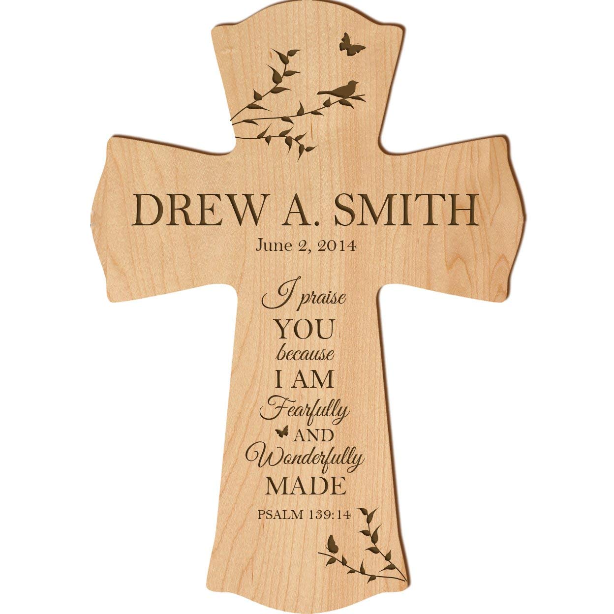 Personalized 1st Holy Communion Wall Cross - Fearfully and Wonderfully - LifeSong Milestones