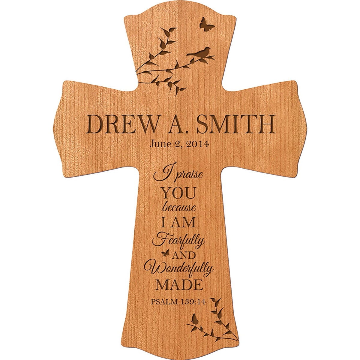 Personalized 1st Holy Communion Wall Cross - Fearfully and Wonderfully - LifeSong Milestones