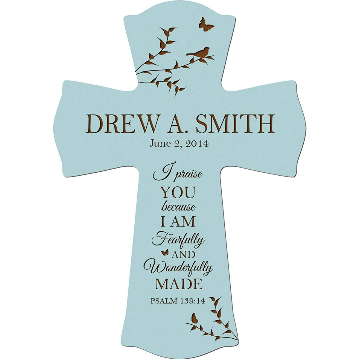 Personalized 1st Holy Communion Wall Cross - Fearfully and Wonderfully - LifeSong Milestones